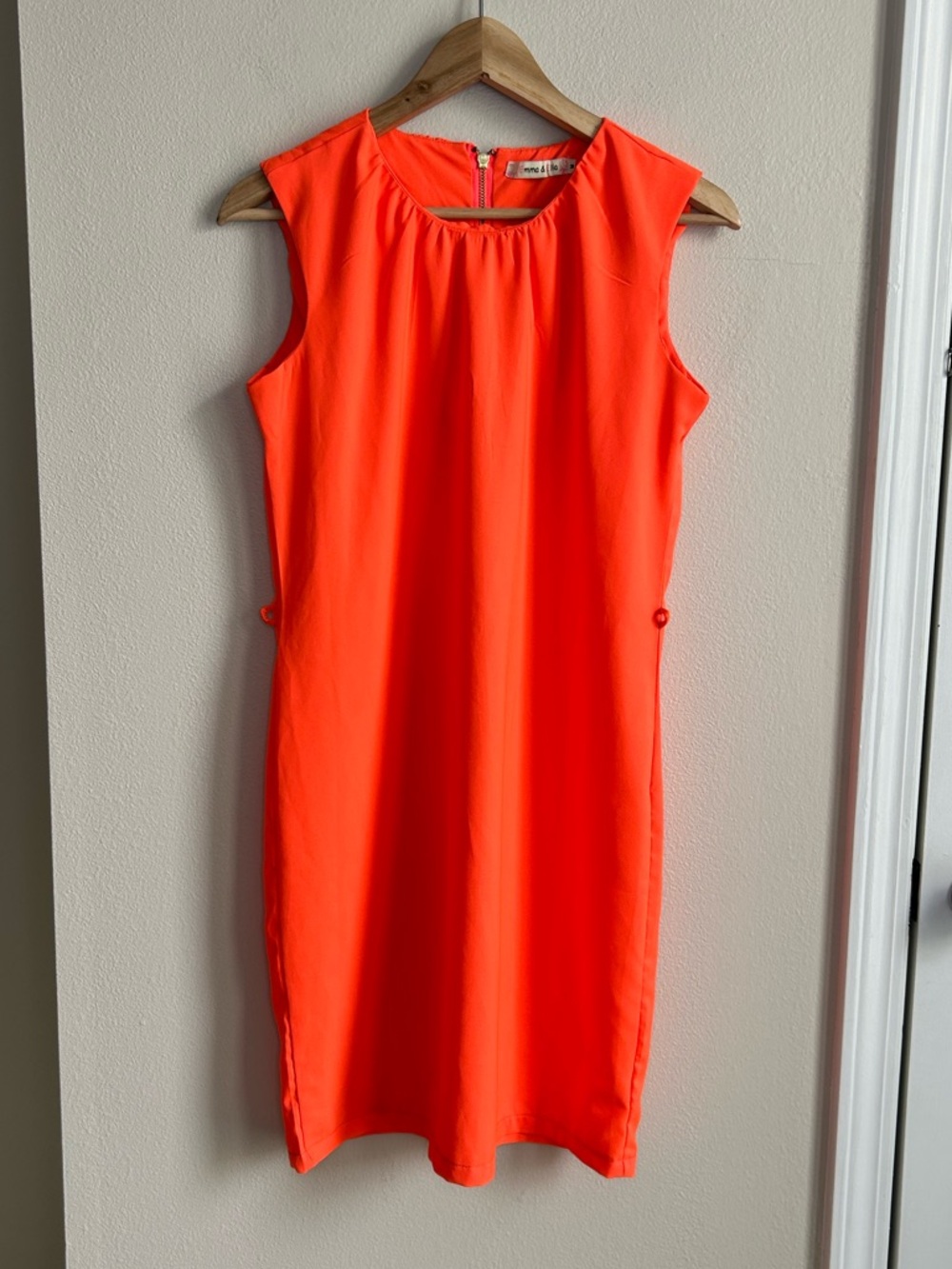 Emma & Ella Bright Neon Orange Coral Pink Cap Sleeve Sheath Dress Size M